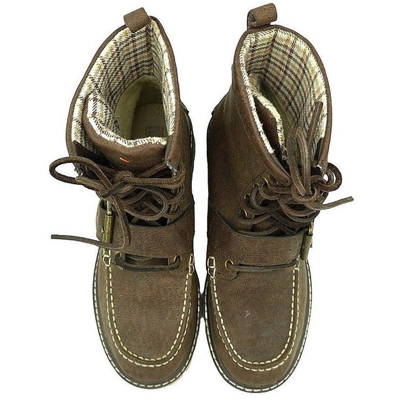 Rugged‎ Marc Ecko Blackwelder Crease Boots Men 7 Brown Buckle Moc Toe Combat Lug main image 5